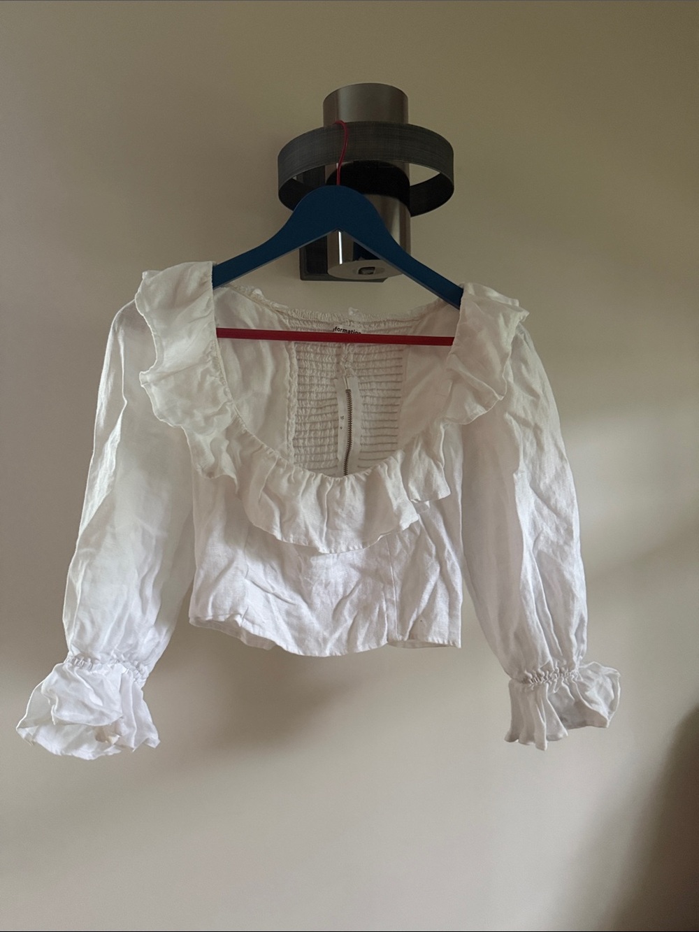 Reformation 100% linen ruffle top size 6